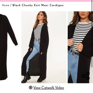 PLT black chunky knit Maxi cardigan S